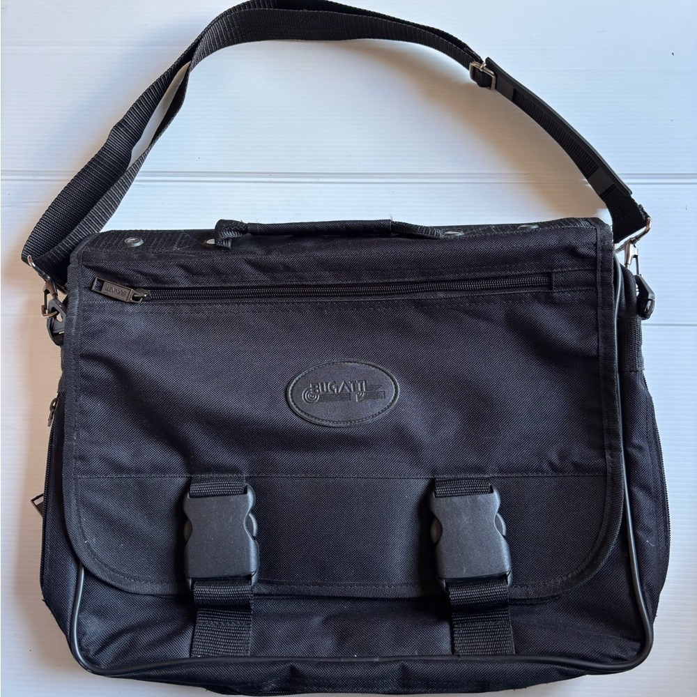 Bugatti Black Laptop Briefcase Bag Vintage